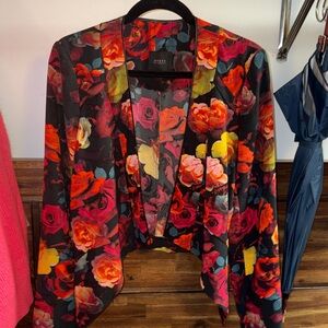Guess Women's Floral Blazer - Black and Red